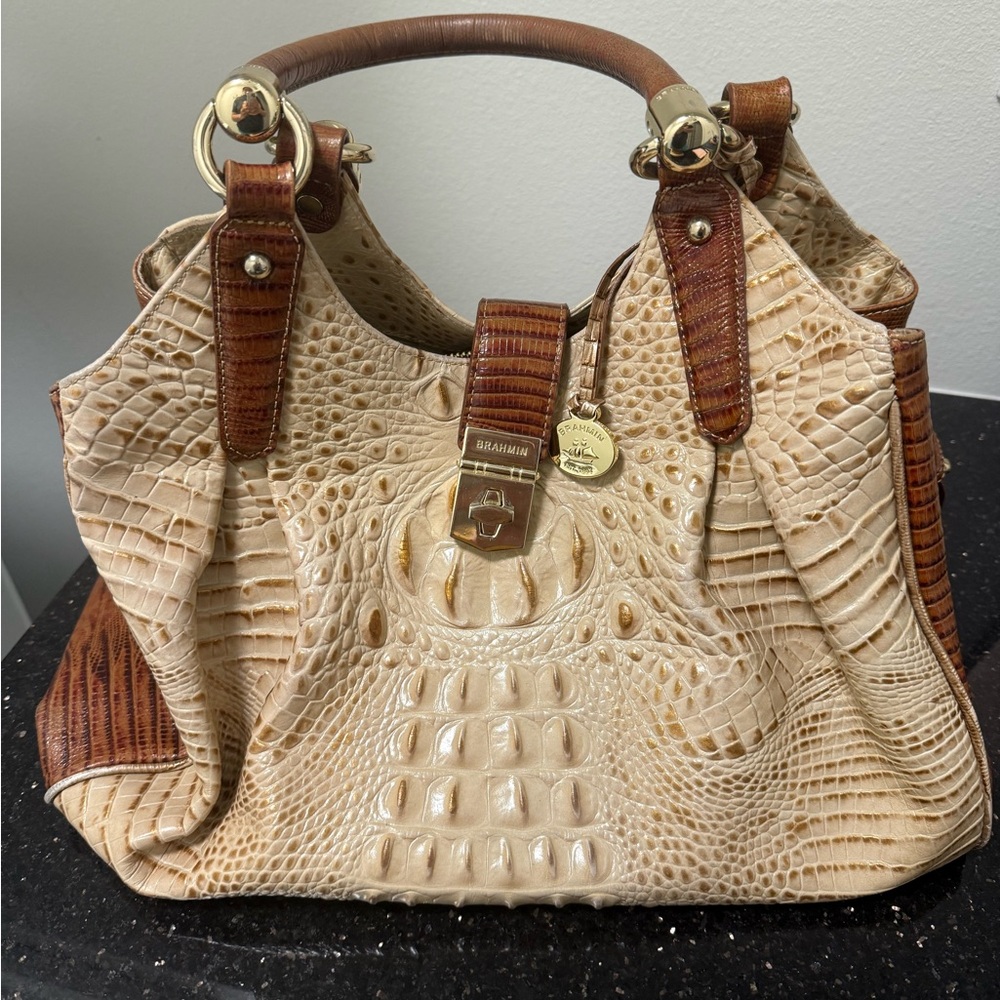 Brahmin Elisa Vanilla Macaw Hobo Handbag
